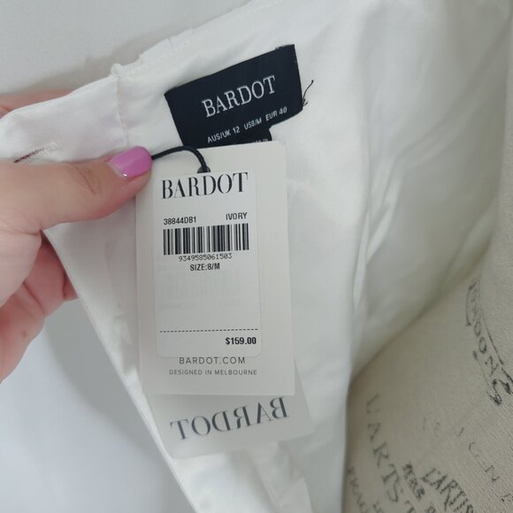 Bardot Lace Dress 8 Medium White Midi - Picture 9 of 10